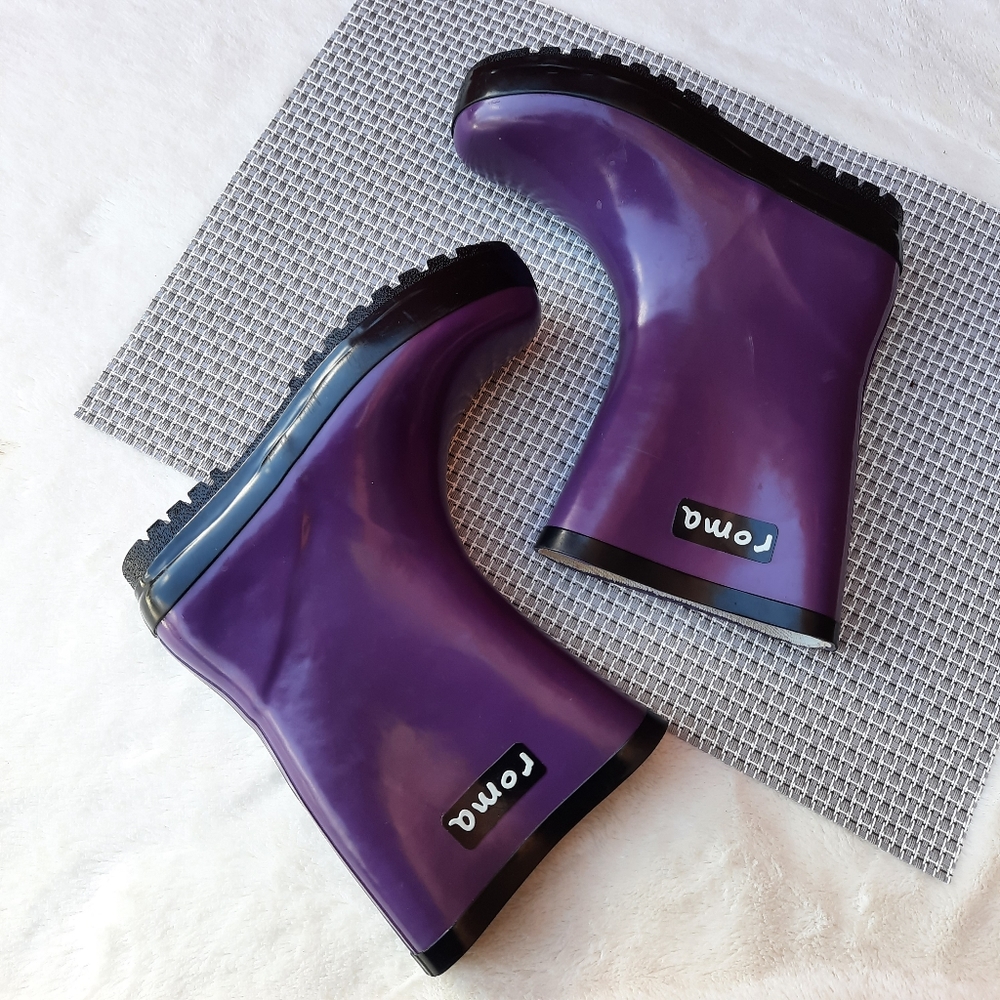 Roma Purple and Black Rain Boots Rubber Galoshes Spring Summer Youth 3 - Picture 13 of 13